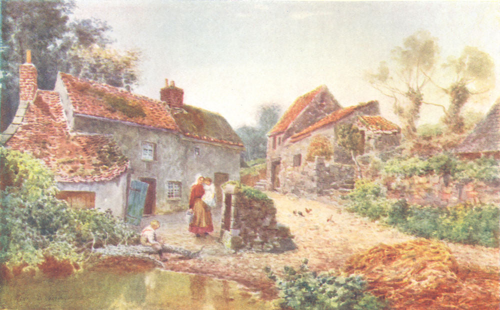 CHANNEL ISLANDS. A Farmyard, Guernsey 1904 old antique vintage print picture